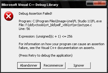 Debug Assertion Failed (BizzareDelay, Plugin VST dans FL8, FL11 & Cubase SX 3-5)